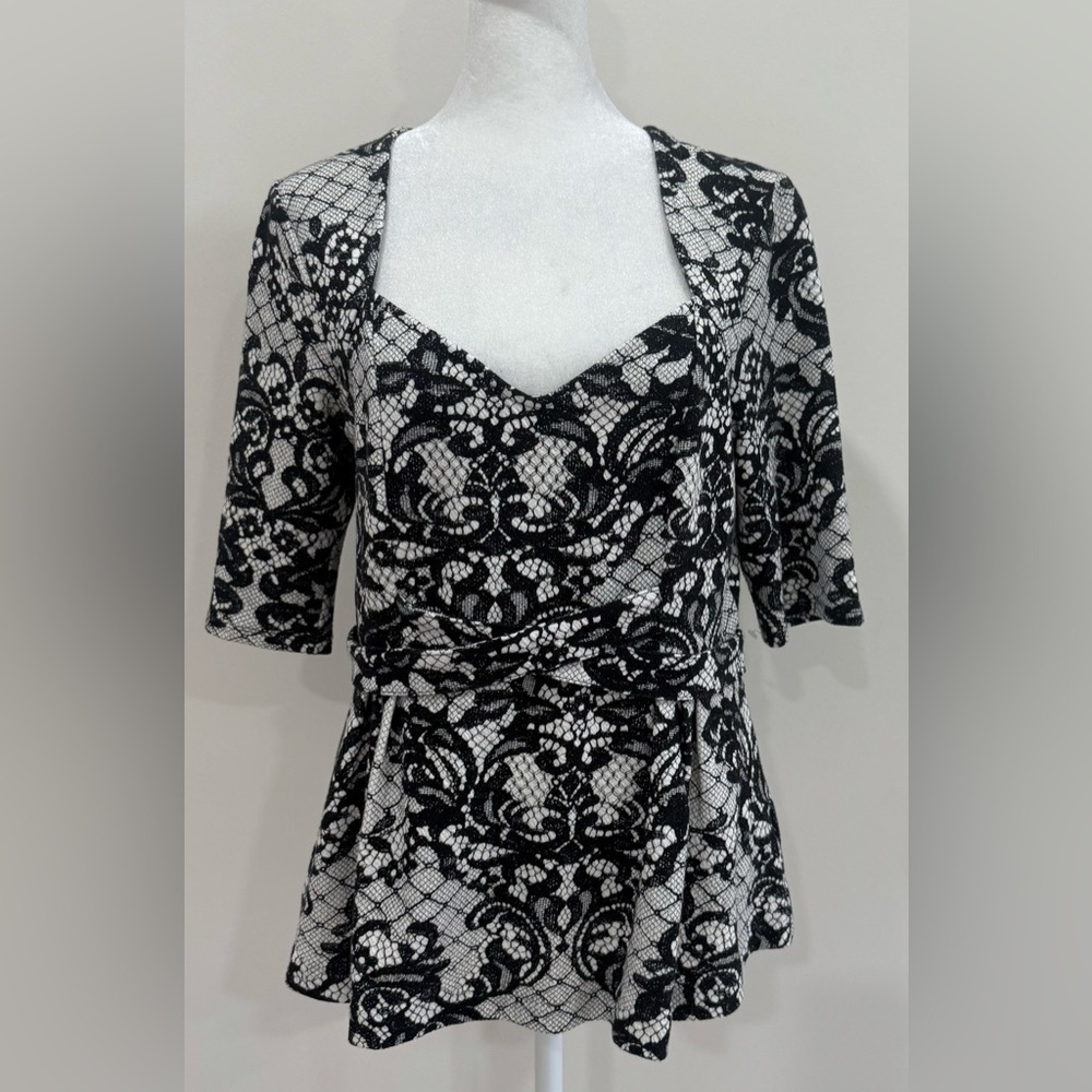 Anthropologie Postage Stamp short sleeve top peplum waist Size L
